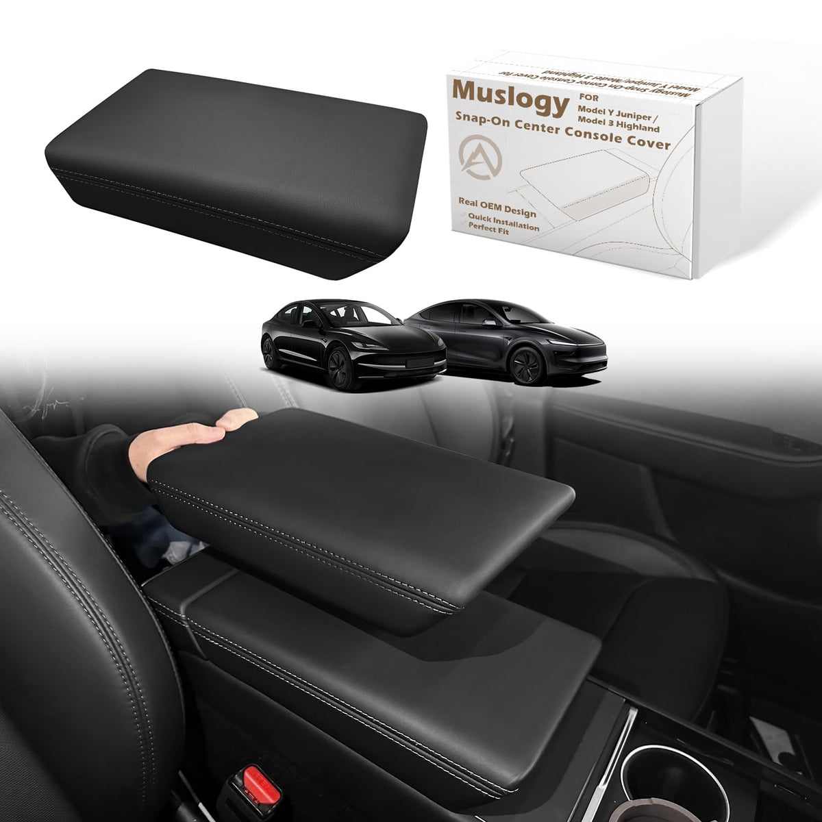 Muslogy Armrest Cover for Silverado/Sierra 2019-2026, Regular Thick, Bench