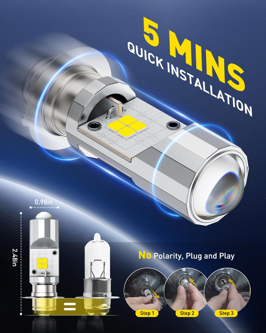 AUXITO H11 H8 H9 LED Bulbs, 80000LM 15X Brighter, 5-Min Plug and Play, 6500K Daylight, 60000H Lifespan, Error-Free, Pack of 2