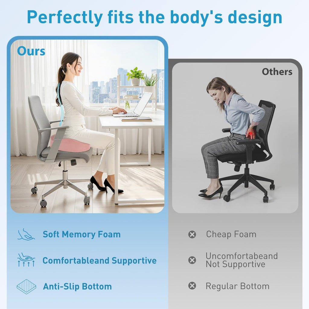 BlissTrends Memory Foam Seat Cushion for Office Chair & Car Seat, Black