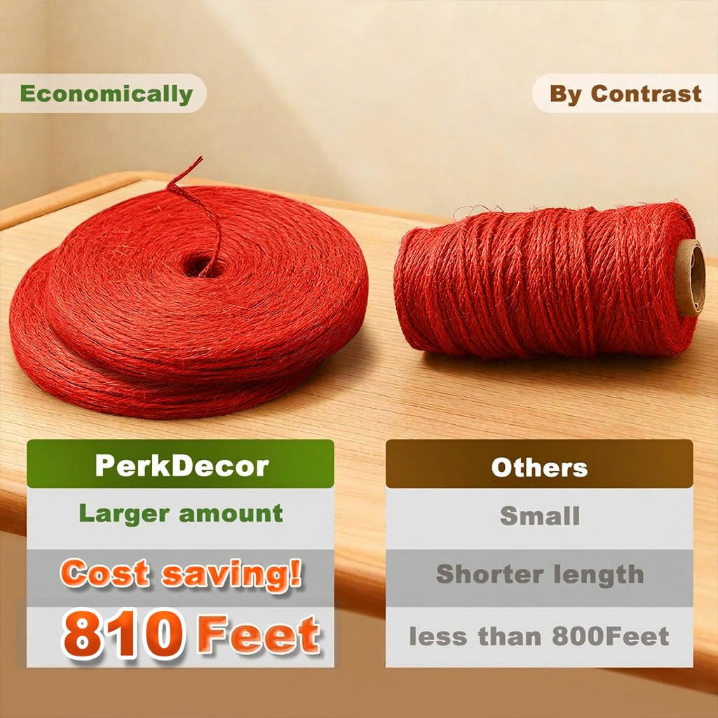1000FT Natural Jute Twine String Bulk Hemp Rope Cord for Crafts Gardening Gift Wrapping Wedding Décor Packing Material Burlap Ribbon Christmas Knitting Macrame Decoration (Brown 2mm* 1000ft)