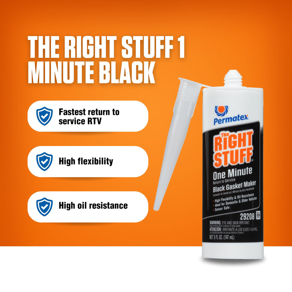 Permatex 82180 Ultra Black Maximum Oil Resistance RTV Silicone Gasket Maker, Sensor Safe and Non-Corrosive, for High Flex and Oil Resistant Applications 3 oz