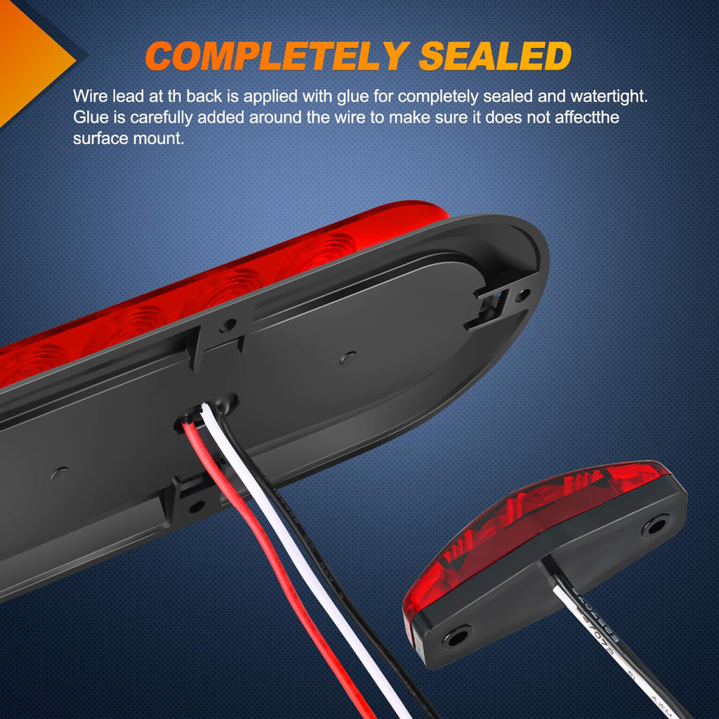 Nilight 6" Oval LED Trailer Tail Lights,Red, 2 Pack, Grommets Mount