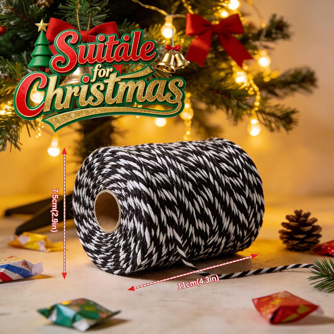 SMART&CASUAL 600 Feet 2mm Cotton Butcher Twine String Soft Food Safe for Cooking Craft Baker Kitchen Meat Turkey Sausage Roasting Gift Wrapping Gardening Crocheting Knitting