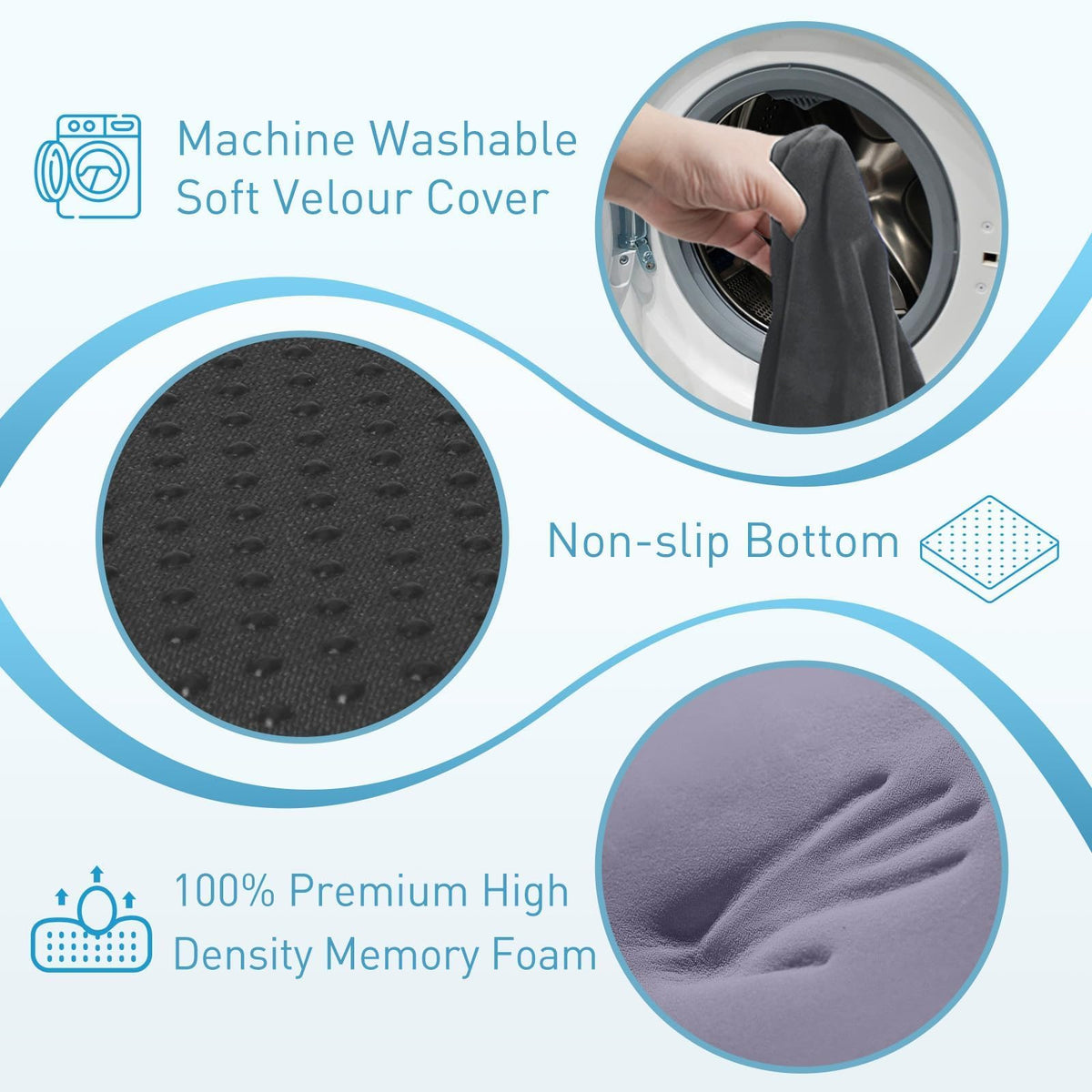 BlissTrends Memory Foam Seat Cushion for Office Chair & Car Seat, Black