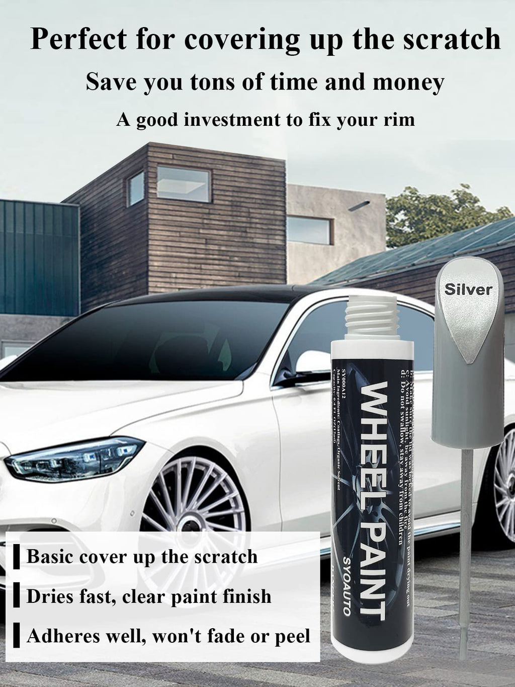 SYOAUTO Gloss Black Rim Touch Up Paint, Car Wheel Scratch Repair Touch Up Paint Pen, Universal Color Rim Wheel Paint (Gloss Black)
