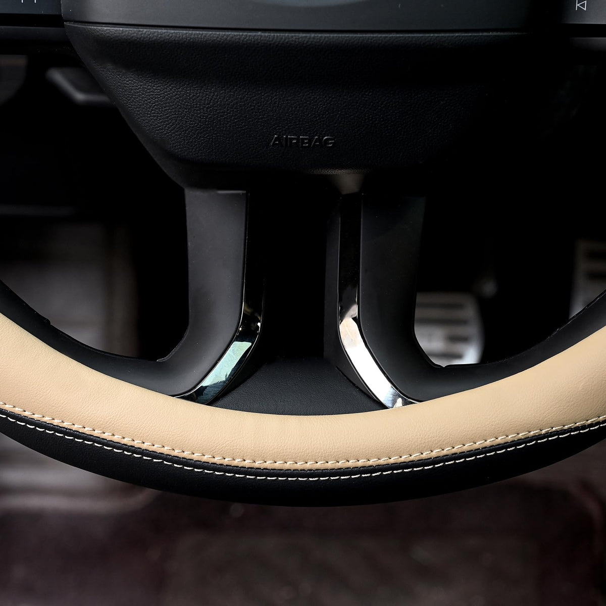 Valleycomfy Microfiber Leather Steering Wheel Cover Universal 15 inch (Black)