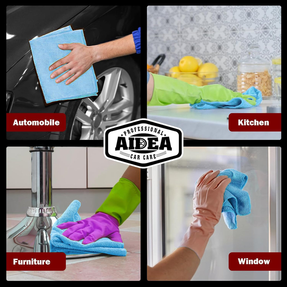 AIDEA Microfiber Cleaning Cloth-50PK, Microfiber Towels for Cars, 12"×12"