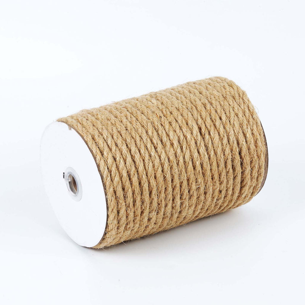 Natural Jute Twine, 8MM x 50FT Jute Rope Roll, Heavy Duty Thick Twine for Cat Scratching Post, Bundling, Gardening and DIY Crafts