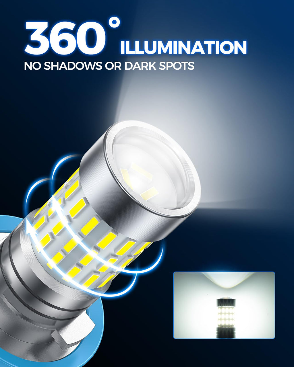 Marsauto M1C H11 30000LM Fanless LED Bulbs, 6500K IP68 – 2 Pack