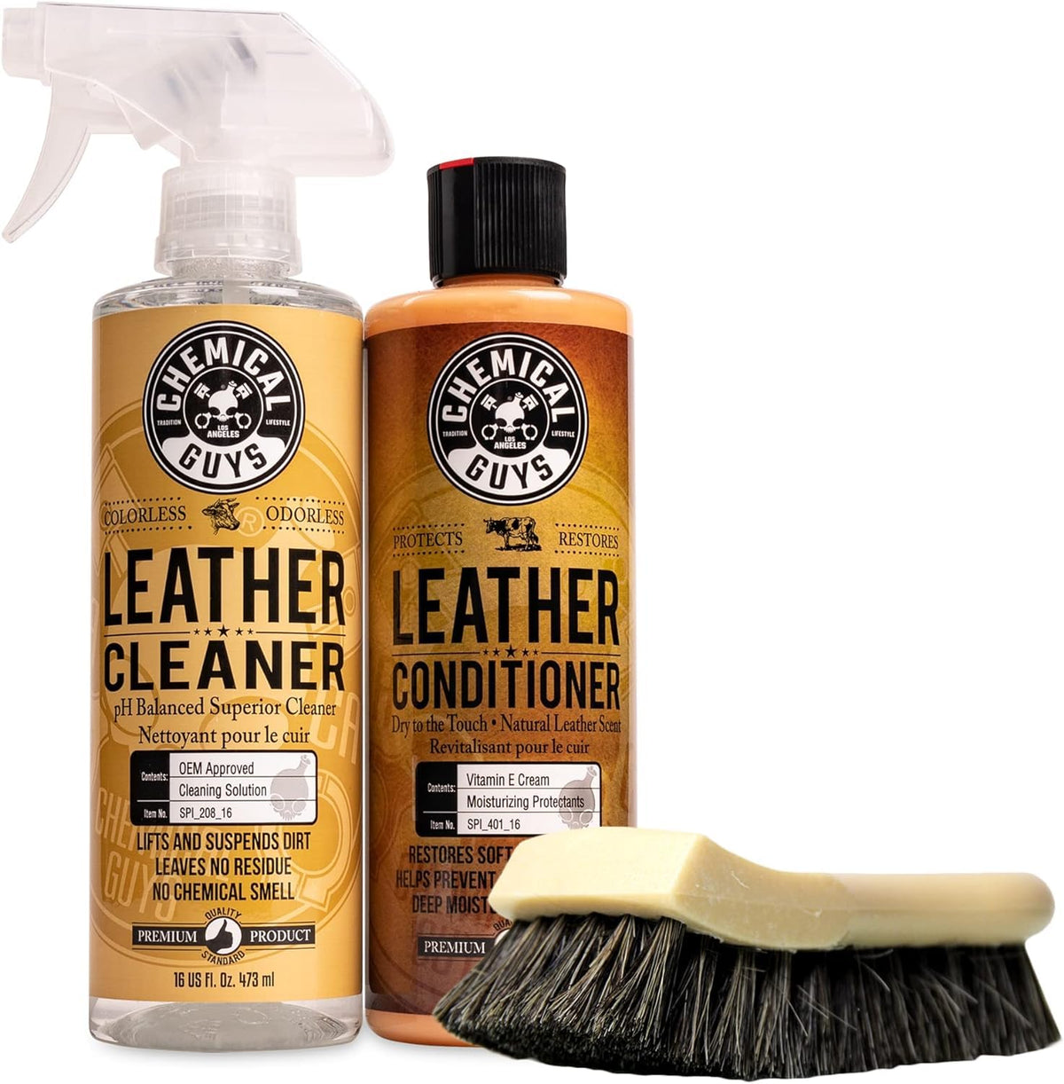 Chemical Guys, Leather Cleaner & Conditioner Kit for Cars & Home, 2 x 16 oz