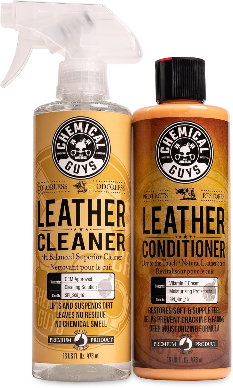 Chemical Guys, Leather Cleaner & Conditioner Kit for Cars & Home, 2 x 16 oz