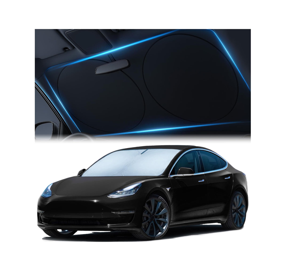 Magnelex Car Windshield Sunshade – Double-Layer Design for 2X Heat Blocking, Blocks UV Rays, Foldable Sun Shade for Cars, Trucks & SUVs, Keeps Interior Cooler, Medium (59 x 31 in)