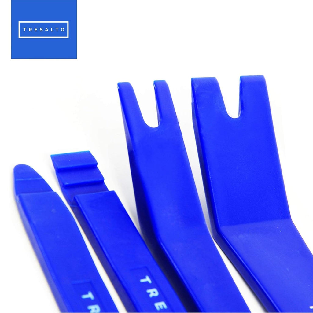 Tresalto Auto Trim Removal Tool Kit - 5 Piece set for Dash, Door Panel, Clip Remover - Scratch-Resist Nylon Pry Tools for Interior Car Trims Work - Panel Prying Tools Included - Blue