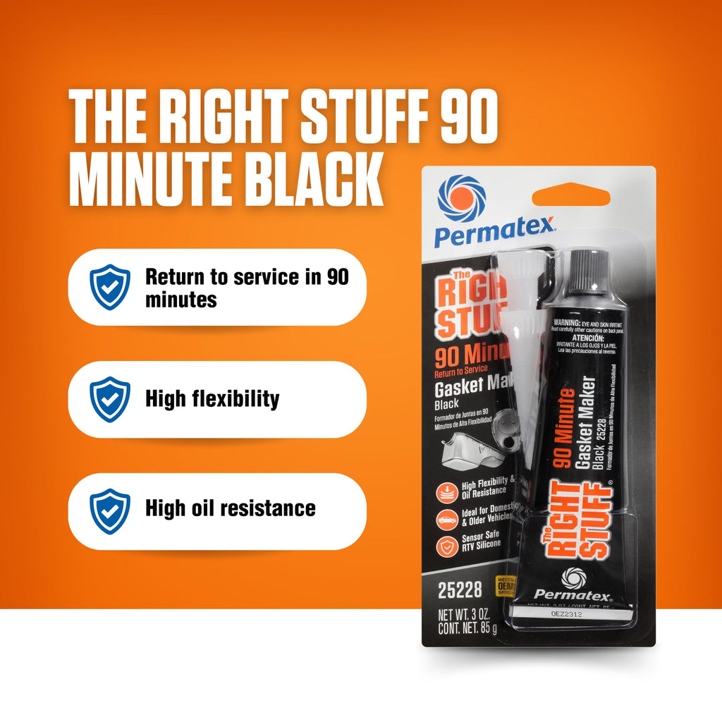 Permatex 82180 Ultra Black Maximum Oil Resistance RTV Silicone Gasket Maker, Sensor Safe and Non-Corrosive, for High Flex and Oil Resistant Applications 3 oz