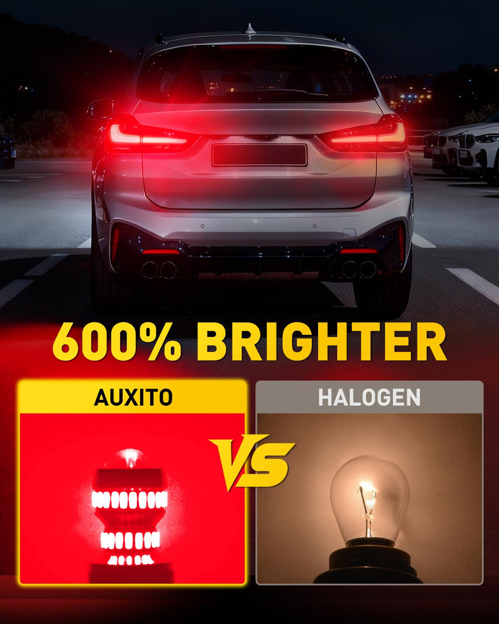 AUXITO Upgraded 7440 7443 LED Bulb Red for Tail Lights Brake Lights, Super Bright T20 W21W 7441 7444 LED Replacement for Stop Tail Brake Signal Lights, Pack of 2