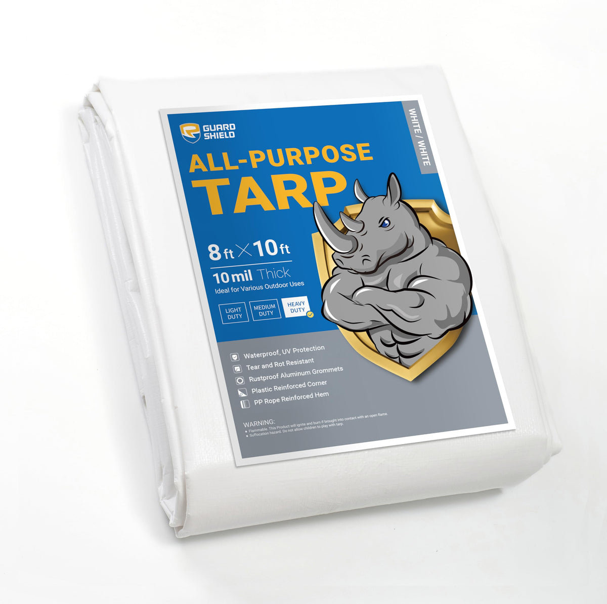 GUARD SHIELD Heavy Duty Tarp 12x16 Feet Green Multi Purpose Thick Waterproof Poly Tarp Cover 10mil