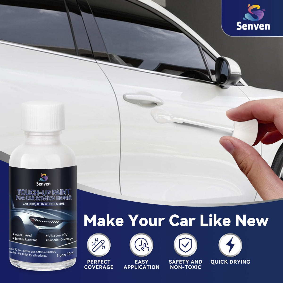 Car Black Paint Touch Up Cars Scratch Repair for Vehicles, Rim High-Gloss Black Paint Pen 30ML Quick Drying Automotive Scratch Repair, Non-toxic 1.5 oz Easy to Use