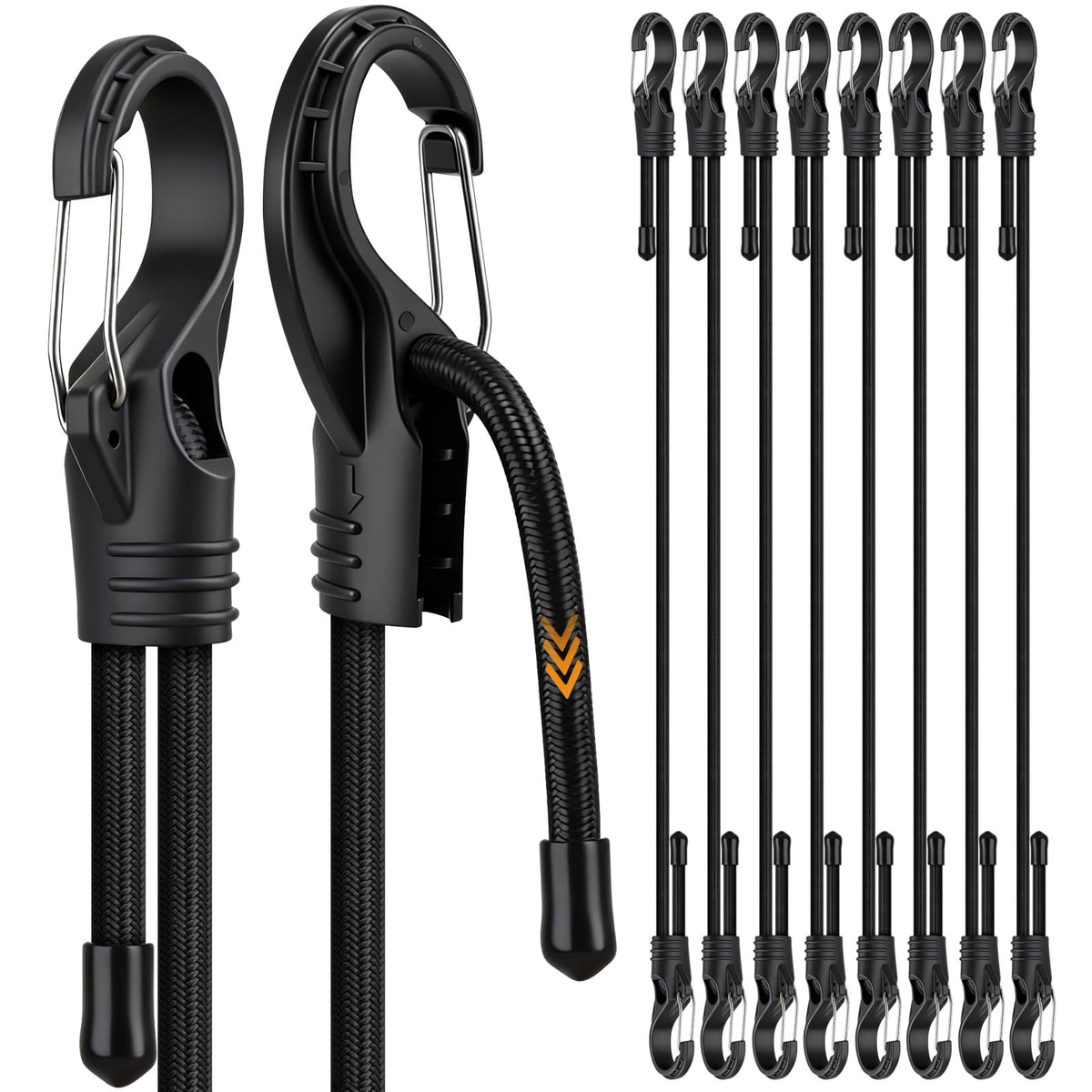 Bungee Cords Heavy Duty Outdoor: 20 Pcs Premium Rubber Bungee Cords with Hooks in a Storage Jar Includes 10", 18", 24", 30", 36", 48" Bungee Cord for Camping, Tent, Fastening Items