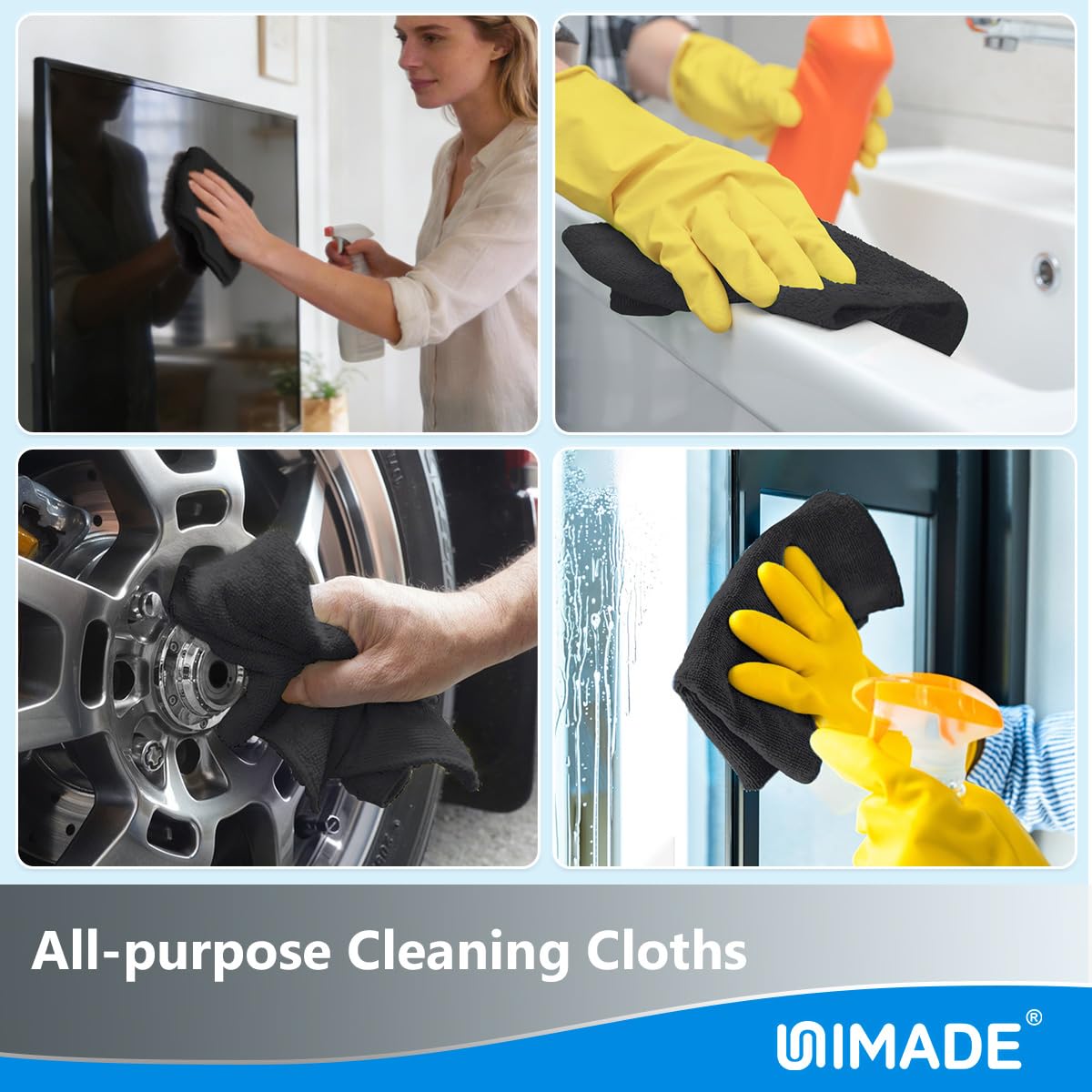 UNIMADE Shop Rags, 100 Sheets Microfiber Cleaning Cloth