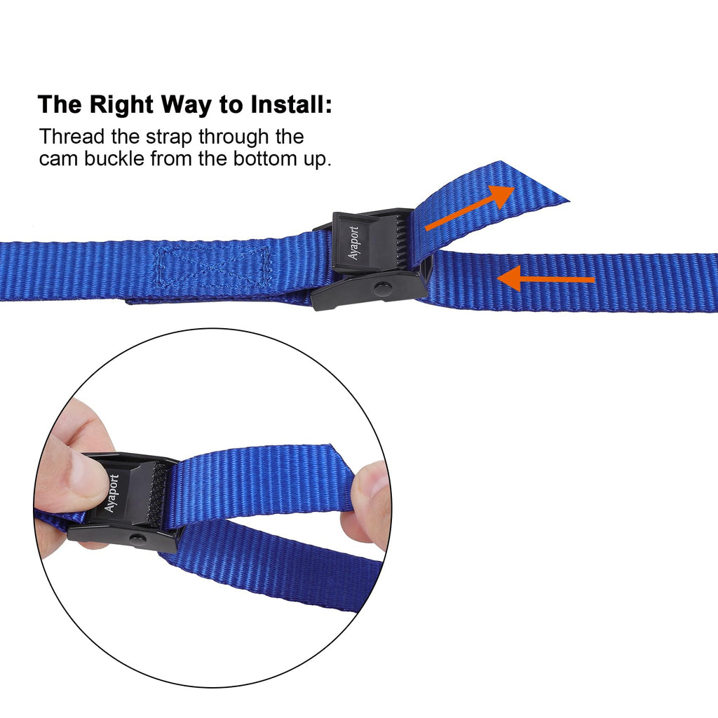 Ayaport Lashing Straps with Buckles Adjustable Cam Buckle Tie Down Cinch Strap for Packing Black 4 Pack