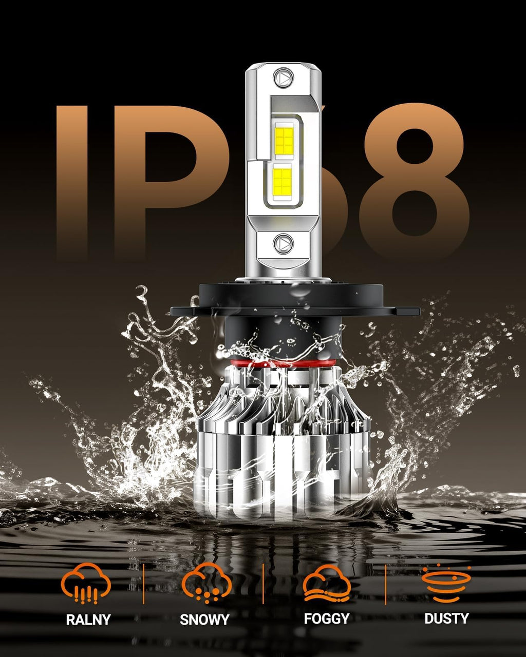 SEALIGHT H13 Bulbs, 70000LM 800% Brighter 6500K Cool White H13 Bulbs with Fan, 70000H Lifespan, IP68 Waterproof, Pack of 2