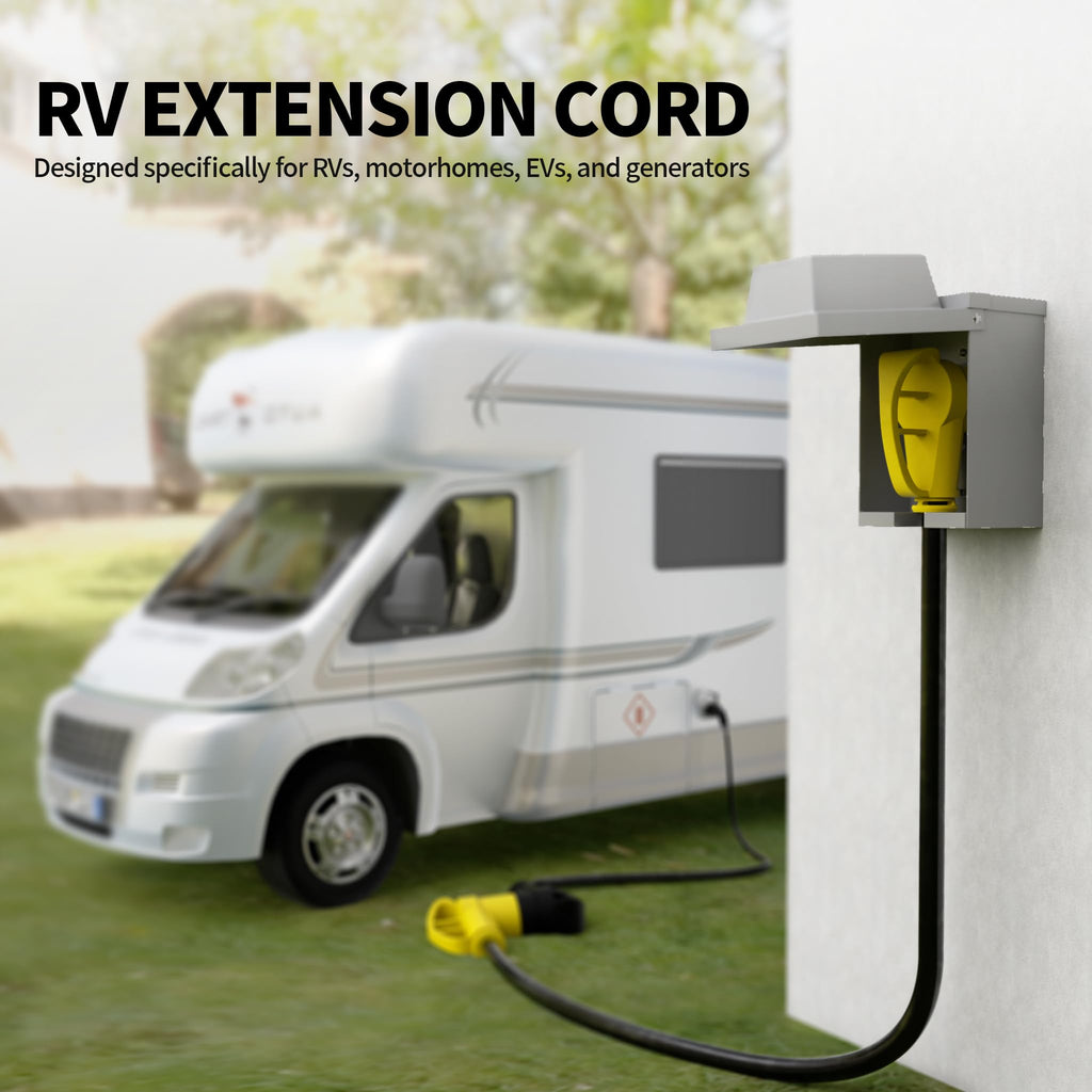 POWGRN NEMA 14-50P to 14-50R 25 FT 50 Amp RV/EV Extension Cord Outdoor