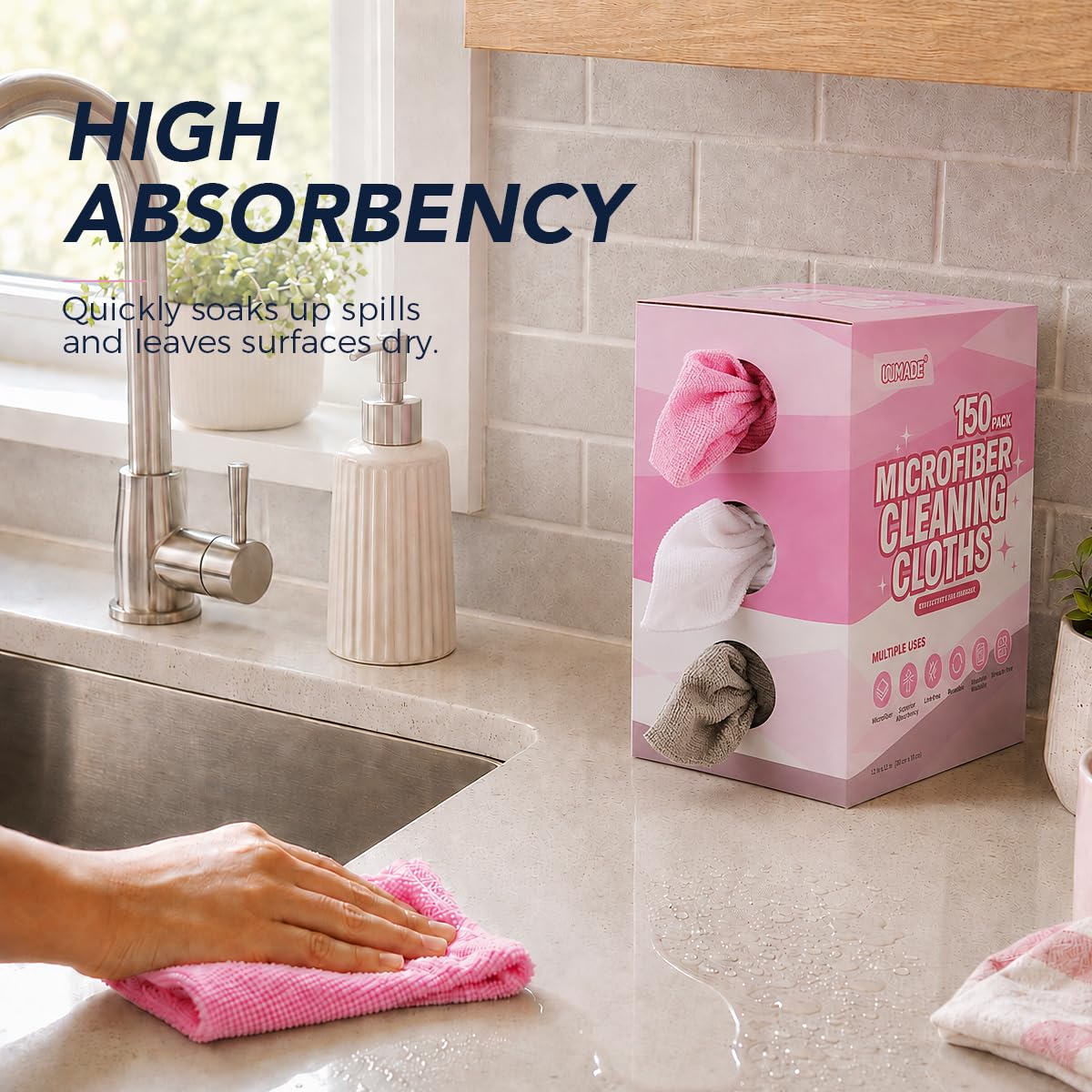 UNIMADE Shop Rags, 100 Sheets Microfiber Cleaning Cloth