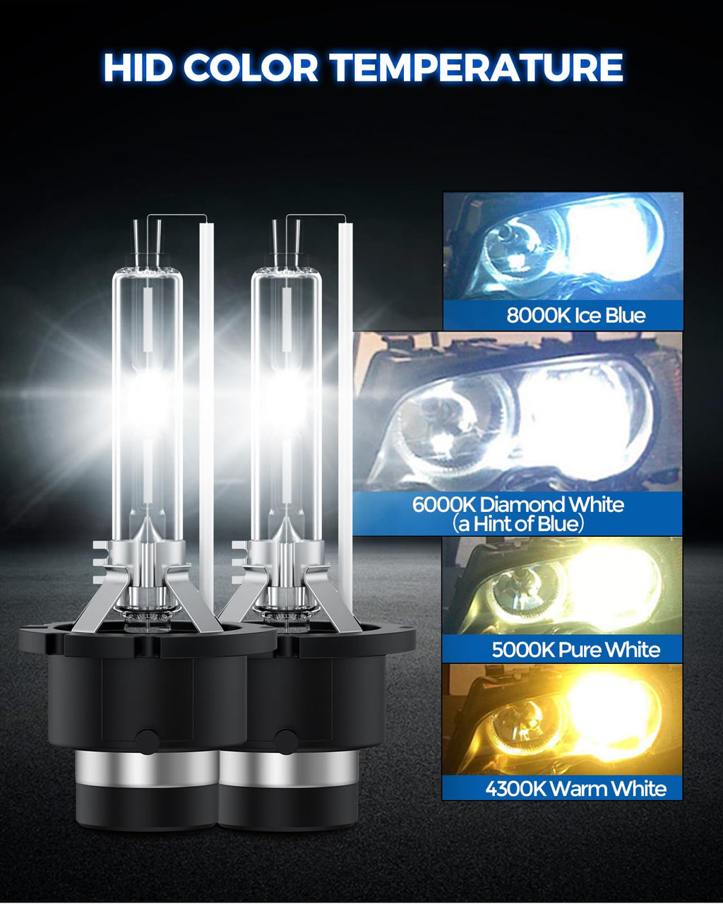 Marsauto D3S HID Bulbs, 6000K Cold White, Xenon D3S HID Bulb, 3500 Hours Longevity, Waterproof Design, 5 Minutes Installation, Pack of 2