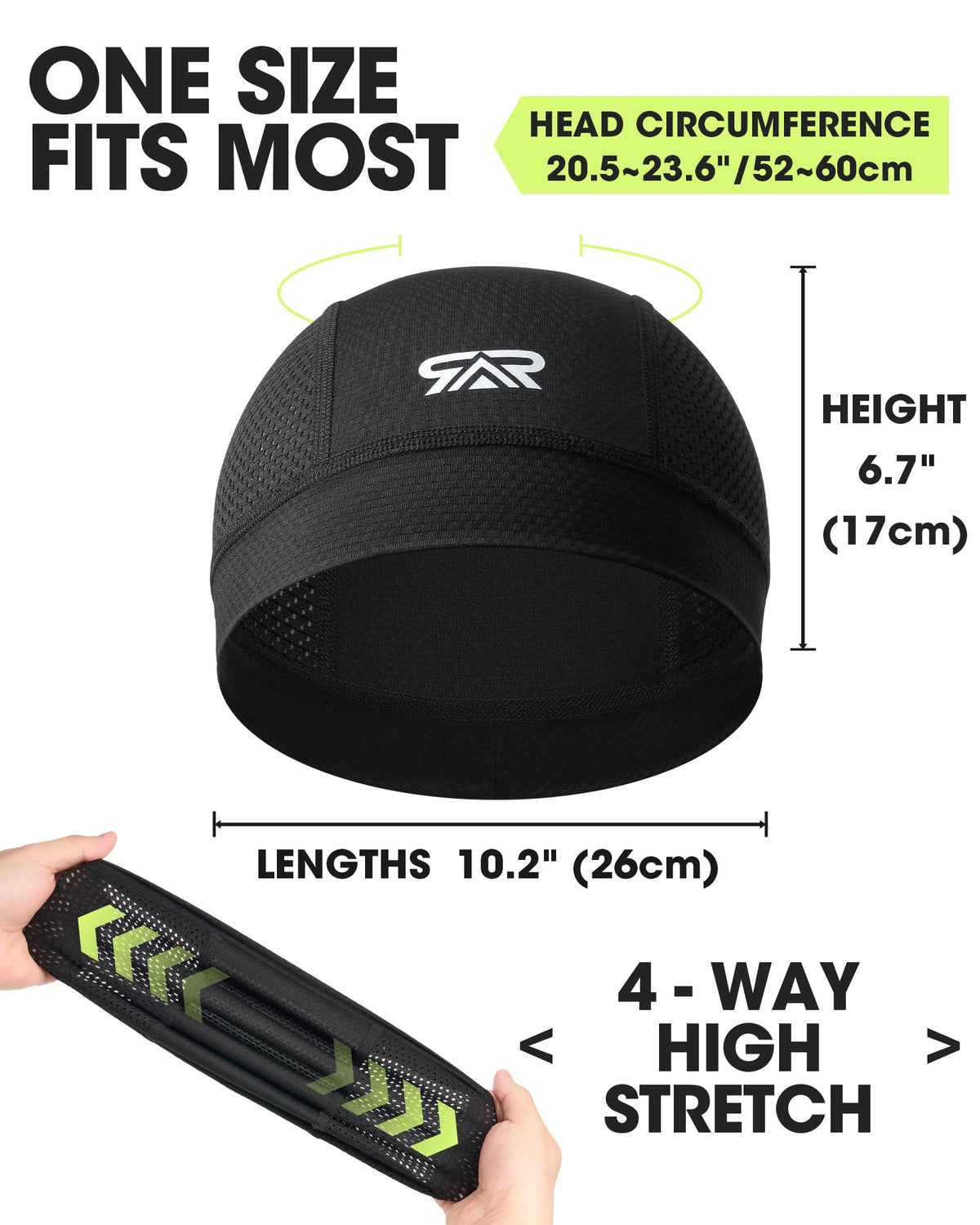 3-Pack Breathable Mesh Skull Cap Sweat Control Helmet Liner