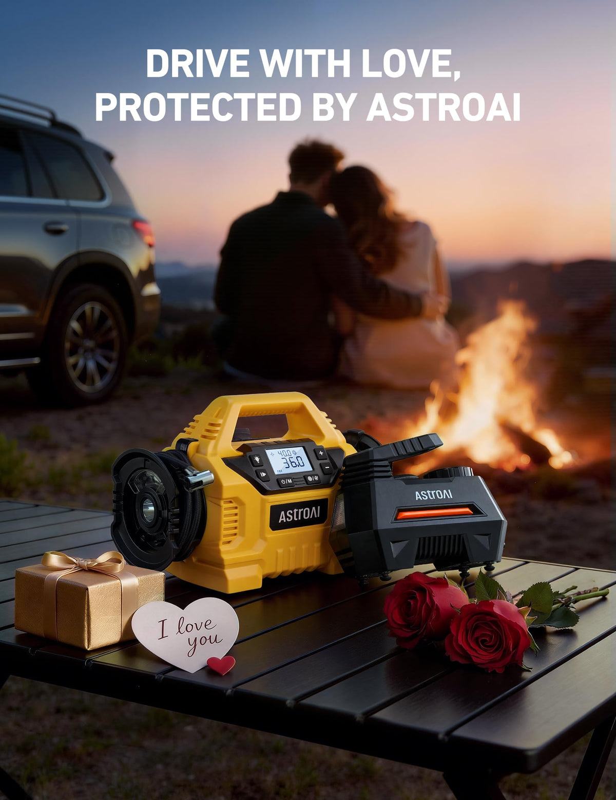 AstroAI H2 Pro Cordless Tire Inflator Portable Air Compressor 12VDC Battery