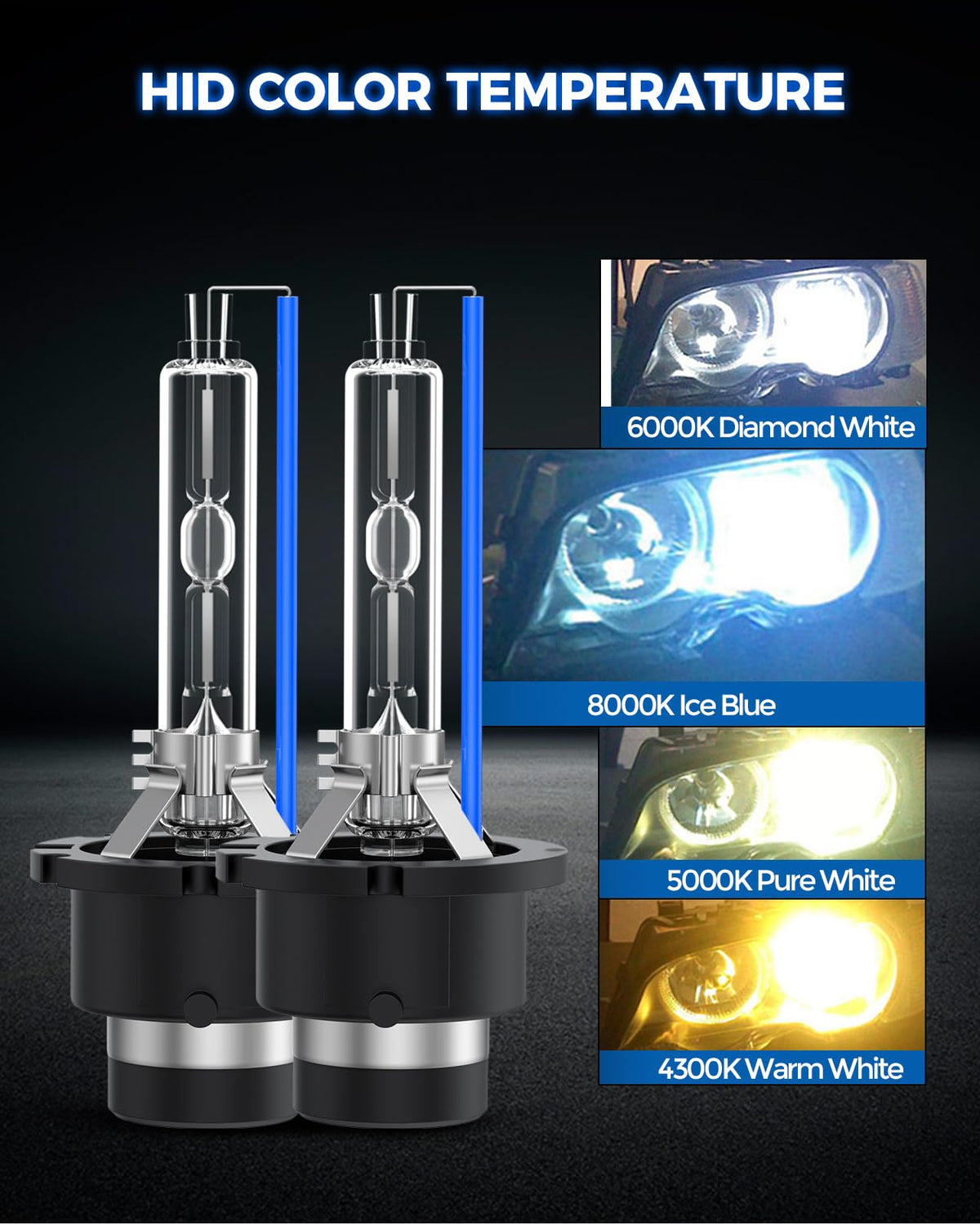 Marsauto D3S HID Bulbs, 6000K Cold White, Xenon D3S HID Bulb, 3500 Hours Longevity, Waterproof Design, 5 Minutes Installation, Pack of 2