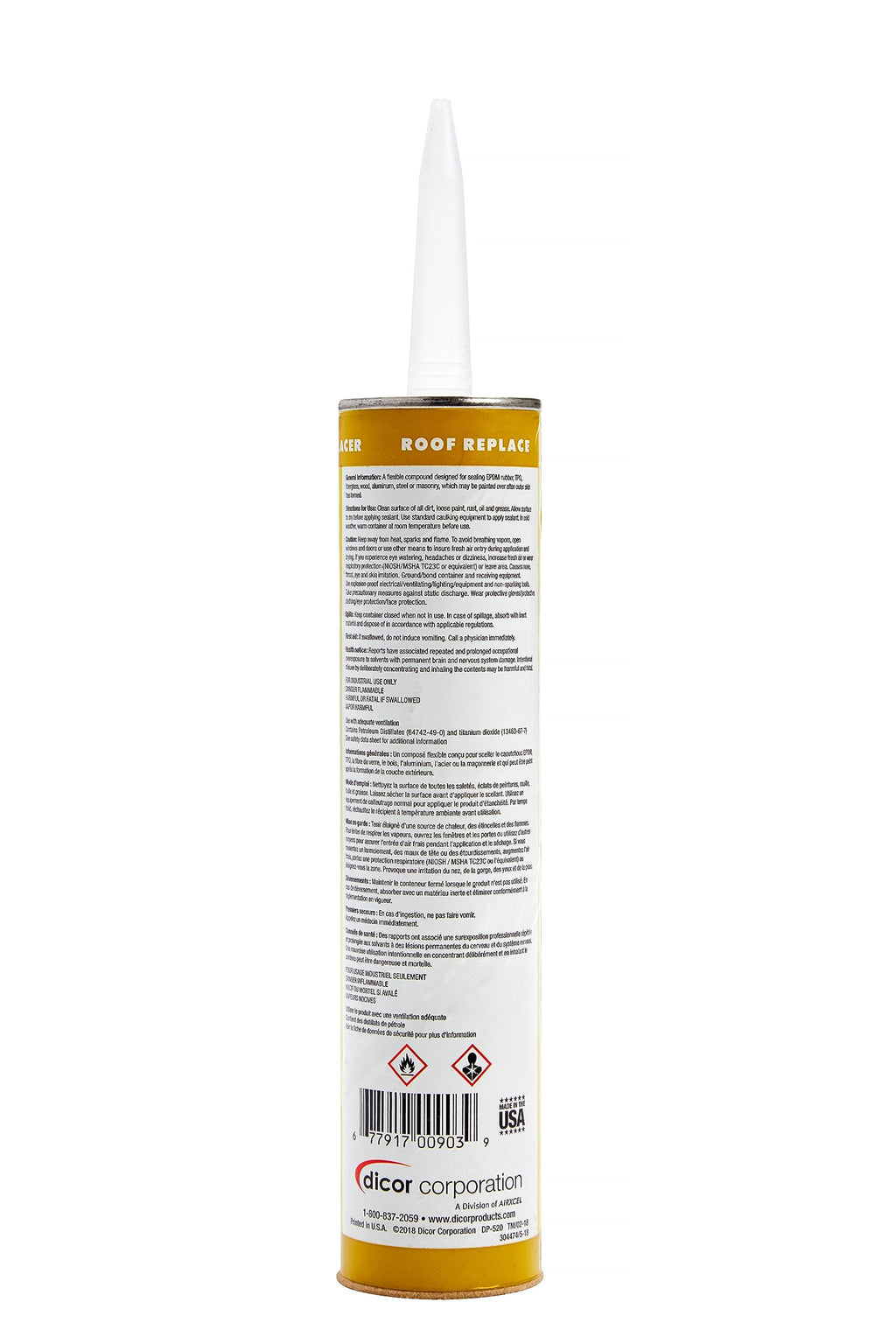 Dicor 501LSW-1 Self-Leveling Lap Sealant, White, 10.3 Oz, RV Roofing
