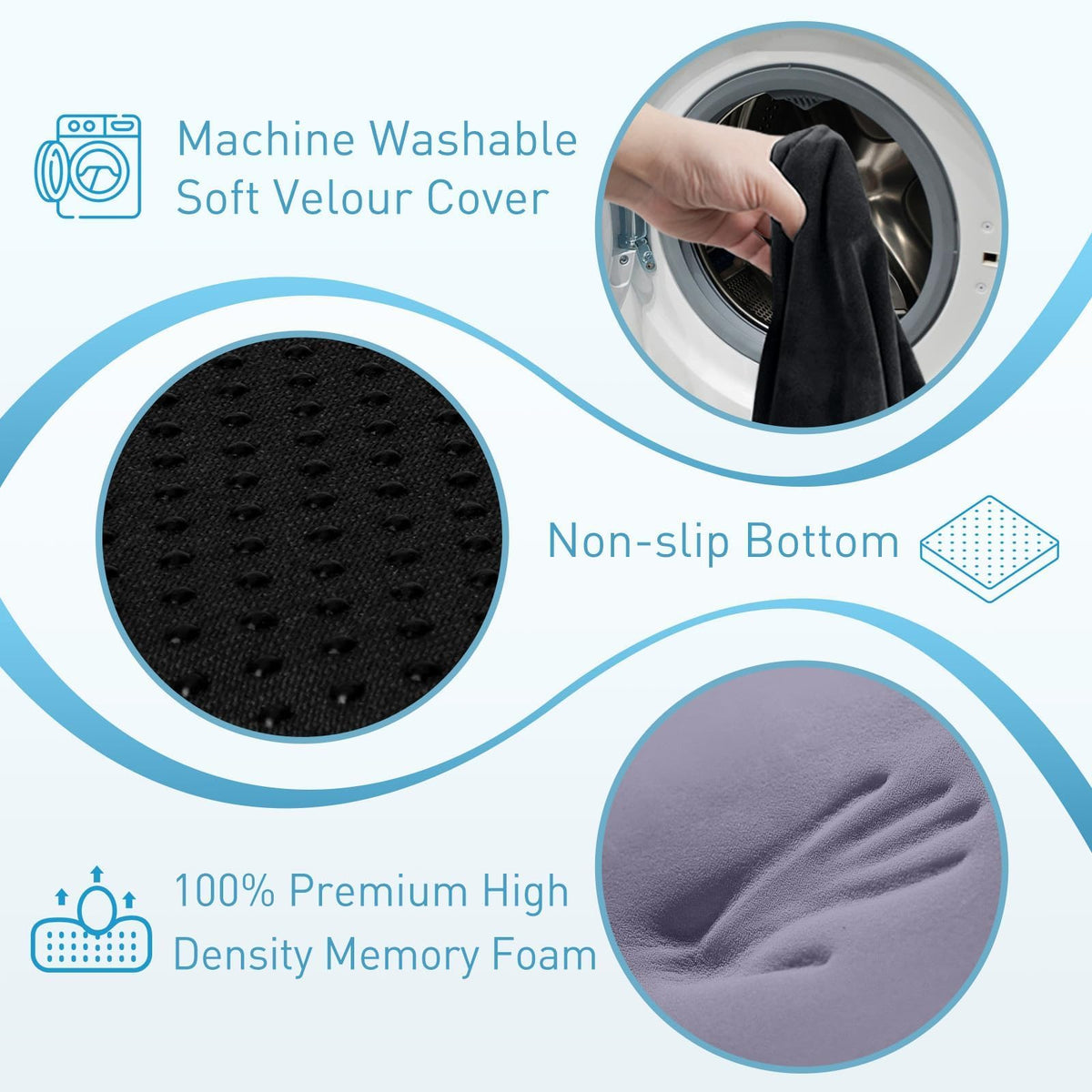 BlissTrends Memory Foam Seat Cushion for Office Chair & Car Seat, Black