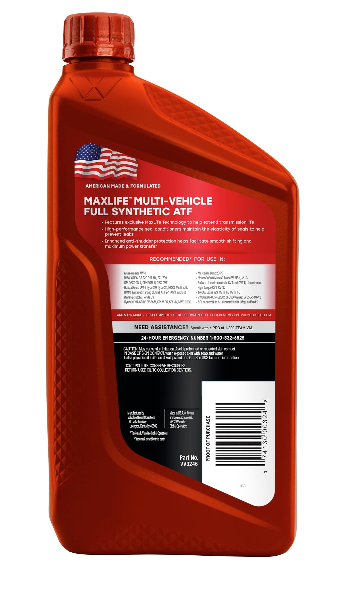 Valvoline MaxLife Multi-Vehicle ATF Full Synthetic Automatic Transmission Fluid 1 Gallon
