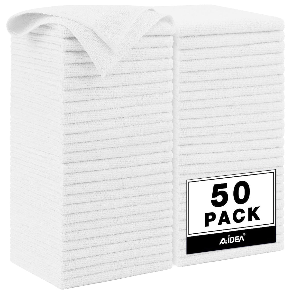 AIDEA Microfiber Cleaning Cloth-50PK, Microfiber Towels for Cars, 12"×12"