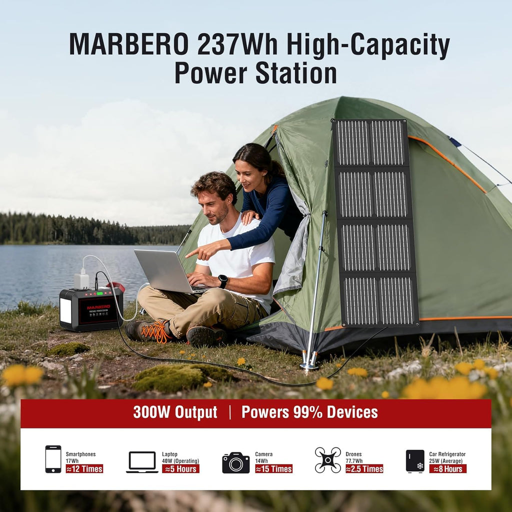 MARBERO Portable Power Station 88Wh, 120W Surge, Solar Generator 24,000mAh