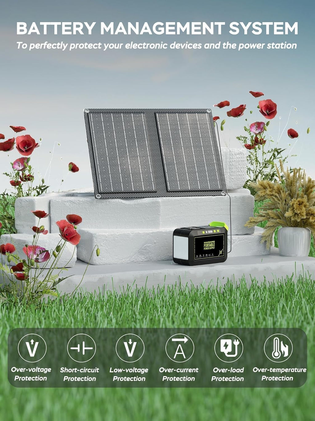 MARBERO Portable Power Station 88Wh, 120W Surge, Solar Generator 24,000mAh