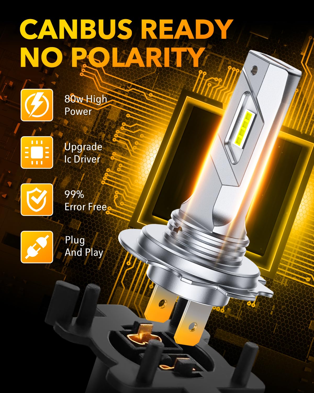 OXILAM H11 9005 Light Bulbs Combo, 320000lm 1800% Brighter 6500K Cool White Light, 1:1 Size H11/H9/H8 9005/HB3 Fog DRL Light Halogen Replacement, Pack of 4