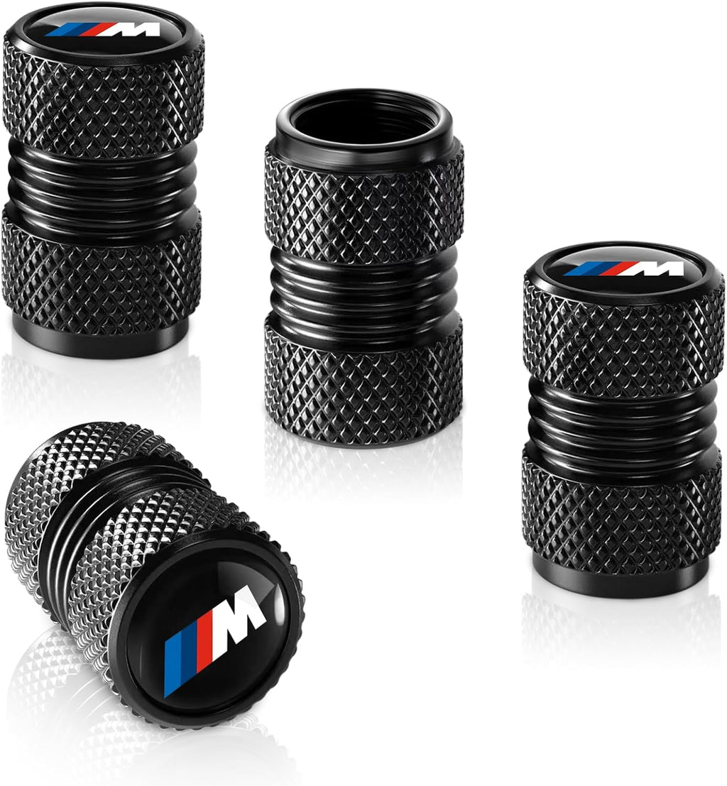 Tire Valve Stem Cap Cover for BMW M Accessories Belt O-Ring Seal Corrosion Resistant Tire Valve Stem Air Cap 4 Pack Black