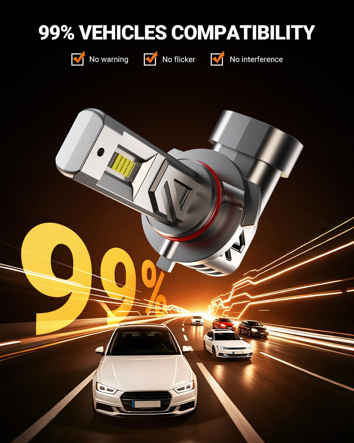 SEALIGHT H11/H9/H8 Light Bulb, 1000% Brighter than Origin, 6500K Output Canbus Ready, IP68 Waterproof, 80000Hrs Lifespan, 1：1 Size Installation, Pack of 2