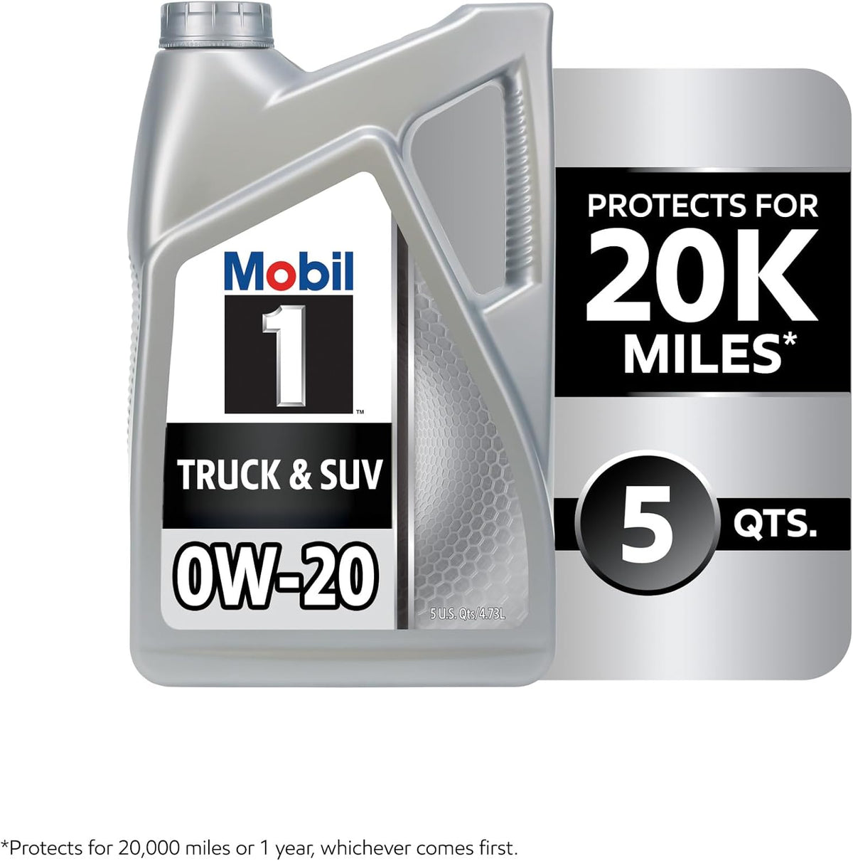 Mobil 1 Truck & SUV Full Synthetic Motor Oil 0W-20, 5 Quart