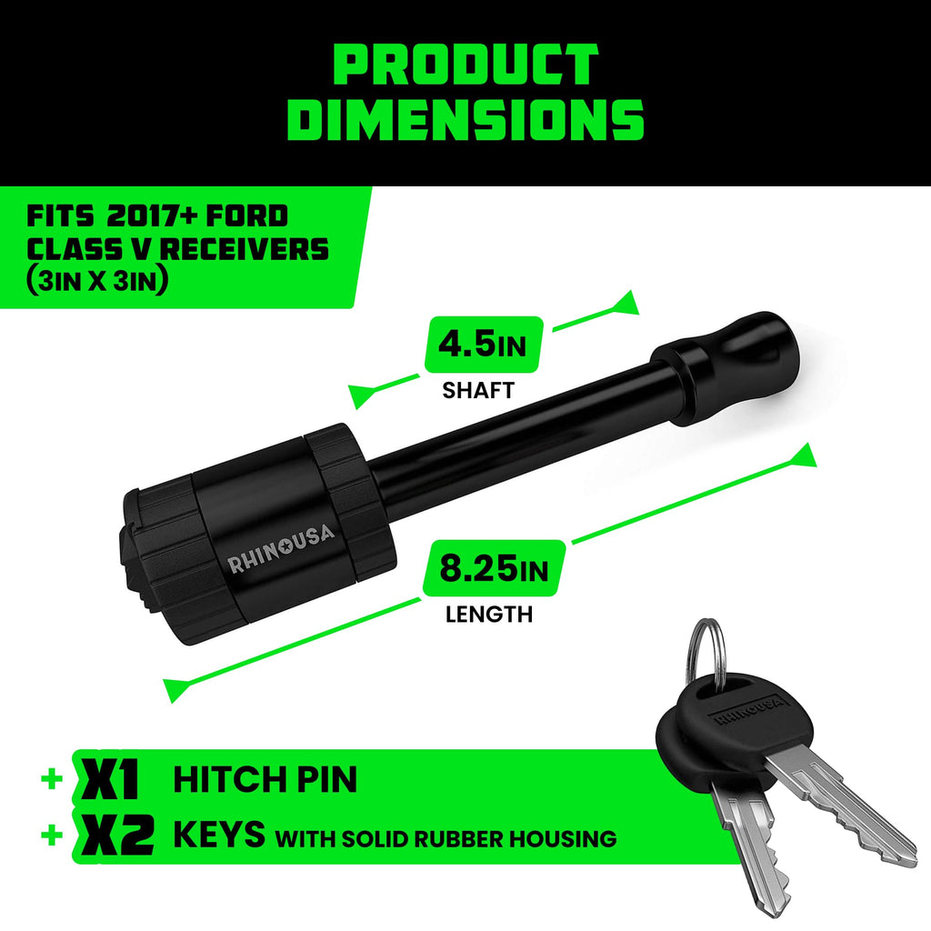 Rhino USA 2in Trailer Hitch Pin - Patented Locking Receiver Pin