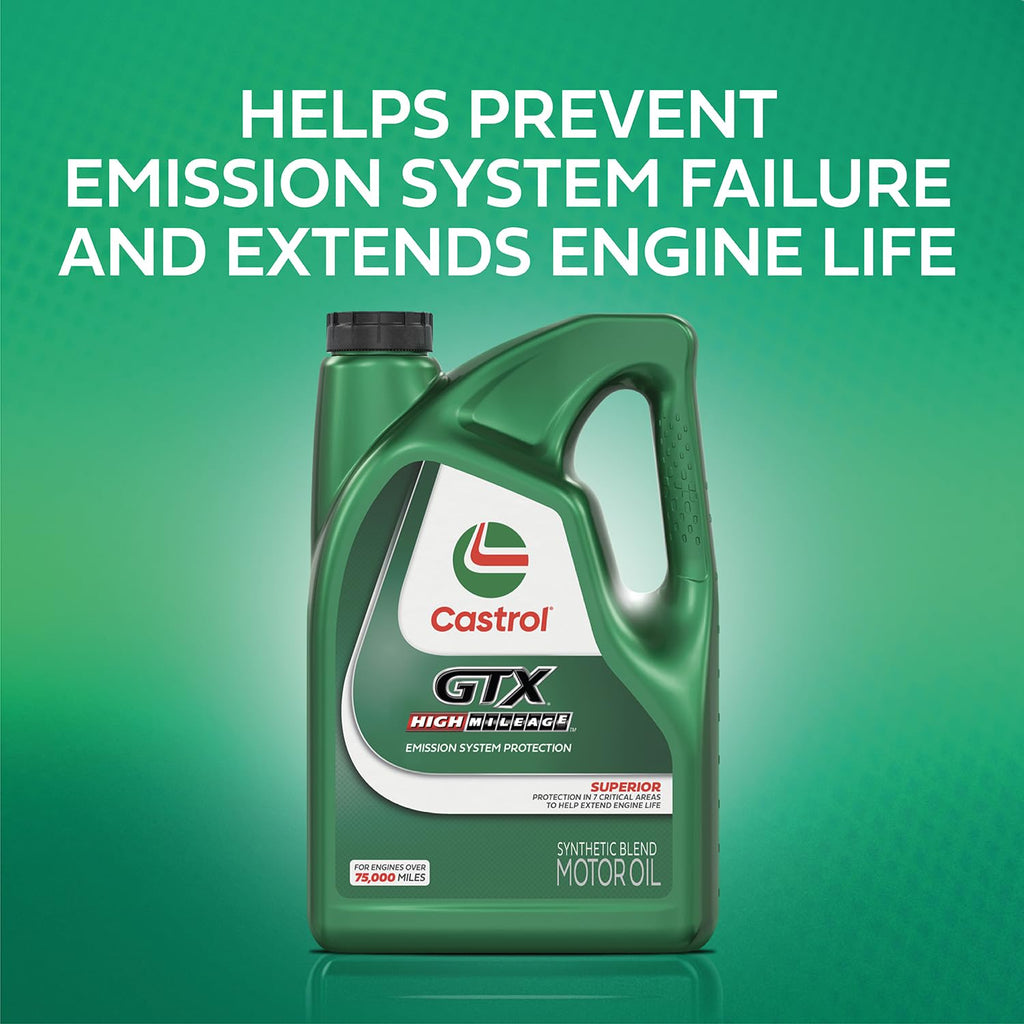 Castrol GTX High Mileage 5W-30 Synthetic Blend Motor Oil, 5 Quarts