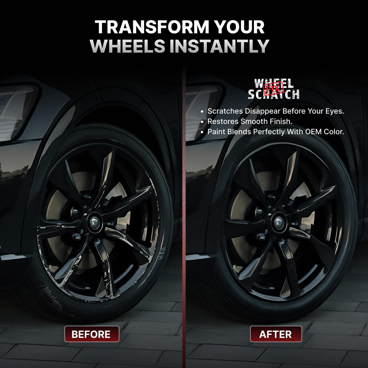 Wheel Scratch Fix® Gloss Black Rim Touch Up Paint, Wheel Scratch Repair Kit