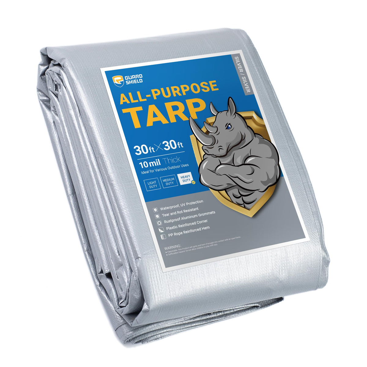 GUARD SHIELD Heavy Duty Tarp 12x16 Feet Green Multi Purpose Thick Waterproof Poly Tarp Cover 10mil
