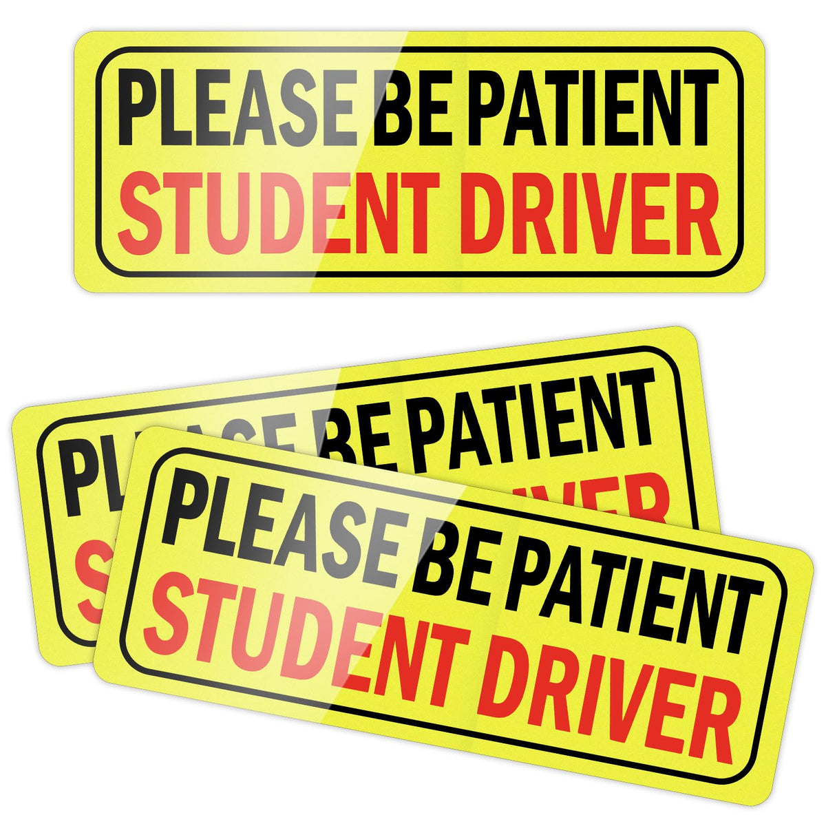 JUSTTOP 3pcs Student Driver Magnet for Car, Please Be Patient Student Driver, New Drivers Sticker Safety Warning, Magnetic Reflective Rookie Driver Bumper Sticker (Black&Red)