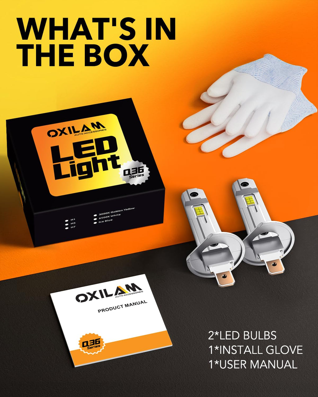 OXILAM H11 H8 H9 LED Bulb, 900% Ultra-Brightness, 5 Min Quick Install, 70000 Hours Lifespan, No Flicker, Plug and Play, Pack of 2