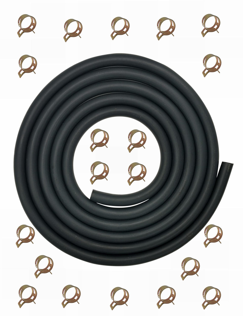 YAMAKATO 10 Feet 1/4 Inch ID Fuel Line Hose 0.25in w/ 20 Clamp