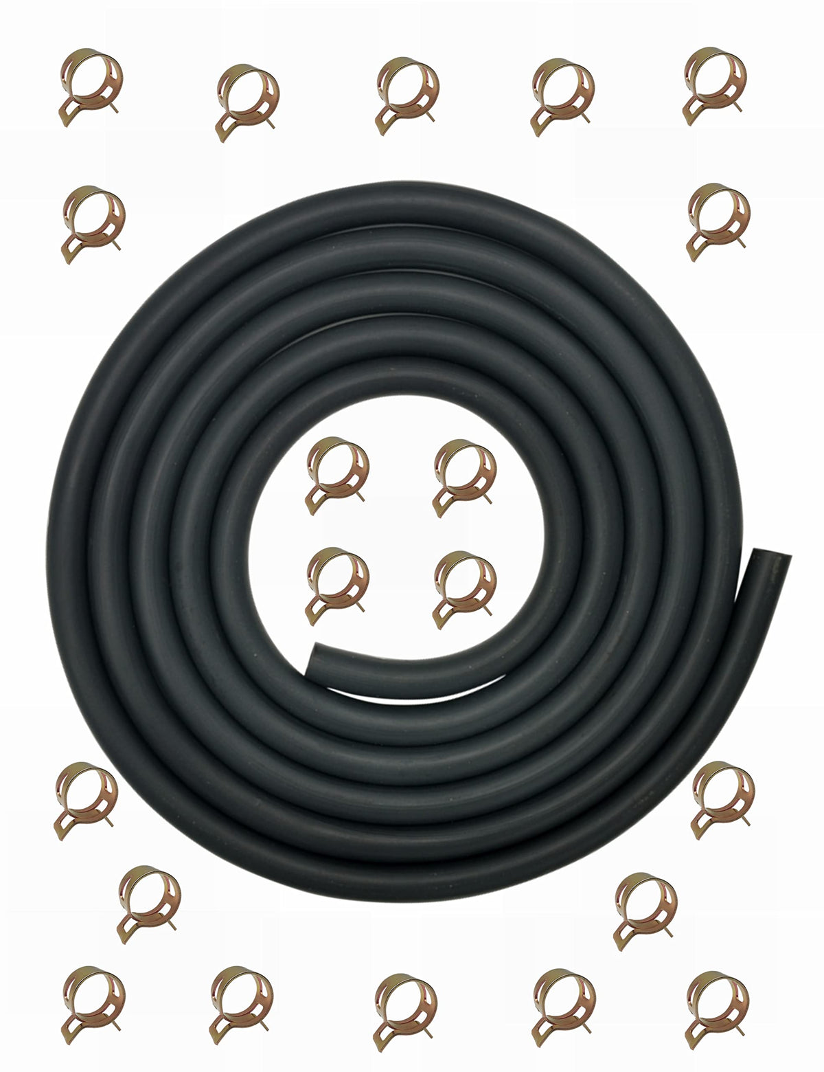 YAMAKATO 10 Feet 1/4 Inch ID Fuel Line Hose 0.25in w/ 20 Clamp