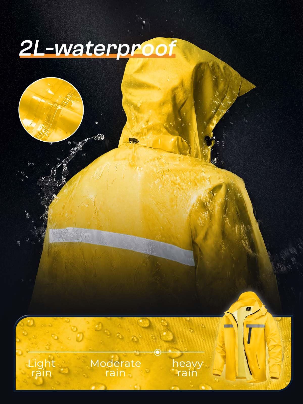 Men's Rain Suit High Visibility Reflective Work Rain Jacket Pants for All Sport Farm Fishing Motorcycle